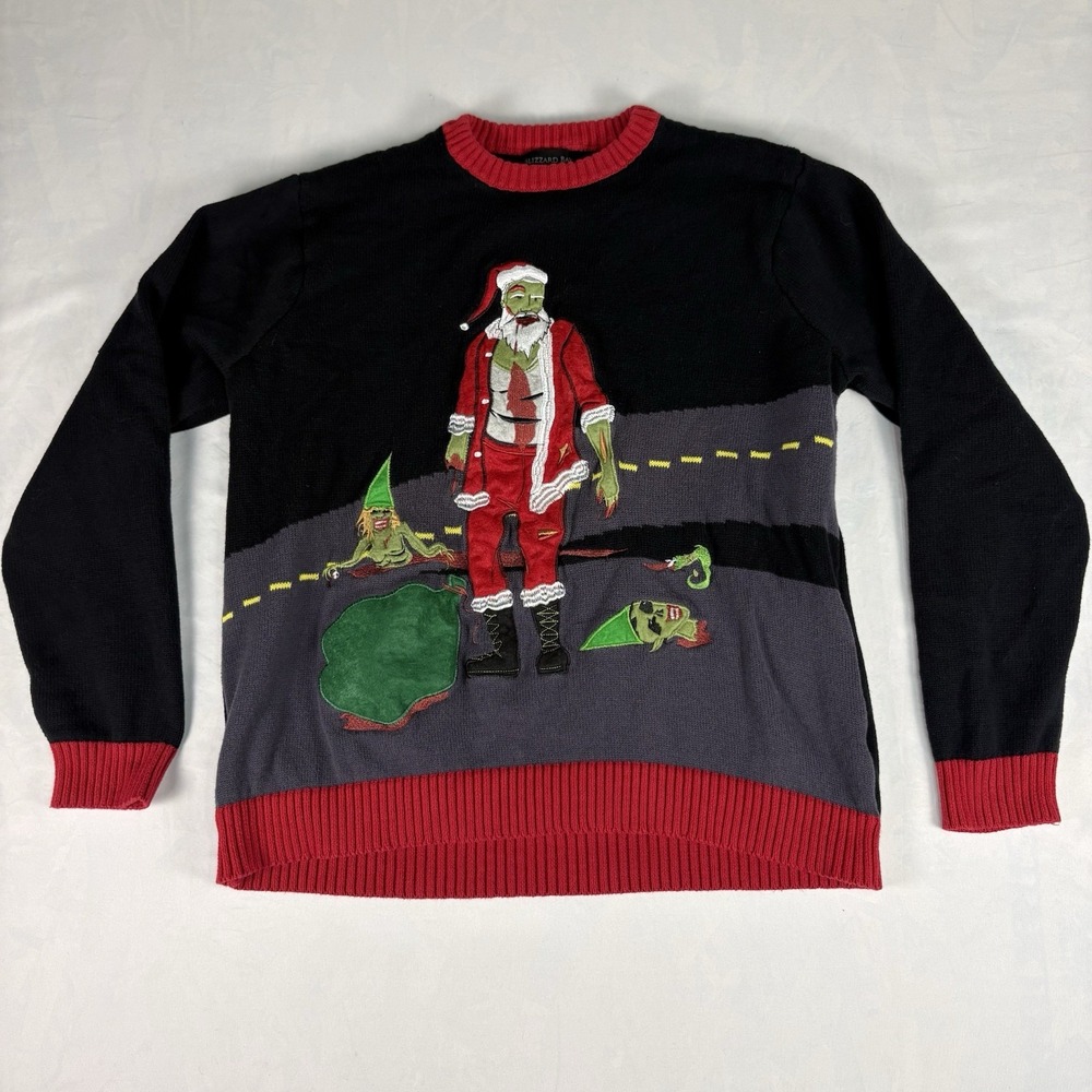 Blizzard Bay Zombie Santa Ugly Christmas Sweater Mens XL Elves Funny Horror